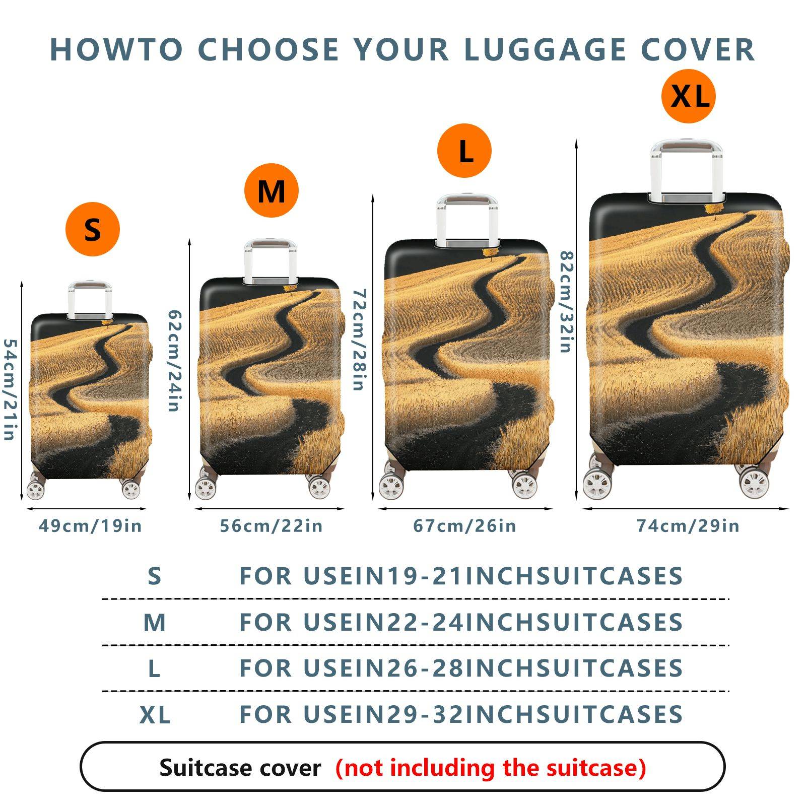 1-Piece Scenic Field Path Autumn Nature Landscape Tree  Suitcase Luggage Cover, Stretch Protective Sleeve