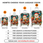 1-Piece Christmas Santa Snowman Holiday Gift Tree  Suitcase Luggage Cover, Stretch Protective Sleeve