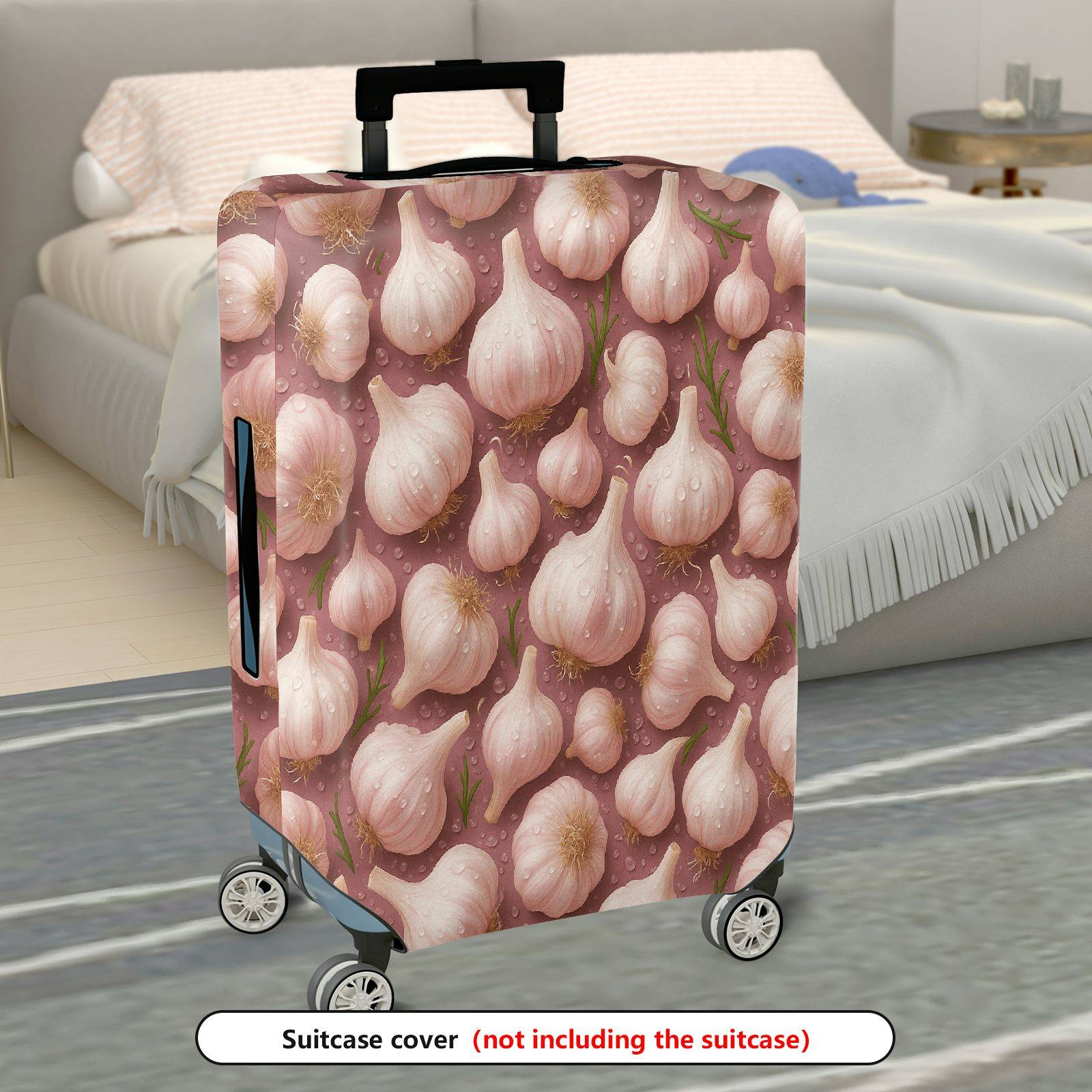 1-Piece Garlic Artistic Cute Unique Stylish Fun  Suitcase Luggage Cover, Stretch Protective Sleeve