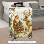 1-Piece Santa Reindeer Snowflakes Christmas Holiday Festive  Suitcase Luggage Cover, Stretch Protective Sleeve