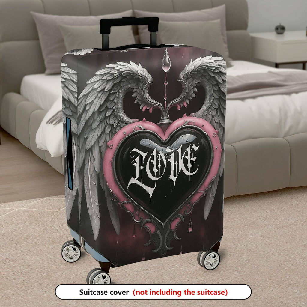 1-Piece Angel Heart Gothic Love Stylish  Suitcase Luggage Cover, Stretch Protective Sleeve