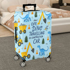 1-Piece Cute Dino Construction Car Travel Holiday Fun  Suitcase Luggage Cover, Stretch Protective Sleeve