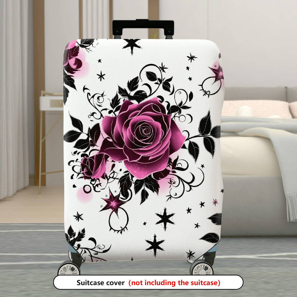 1-Piece Rose Floral Star Pattern Decorative  Suitcase Luggage Cover, Stretch Protective Sleeve