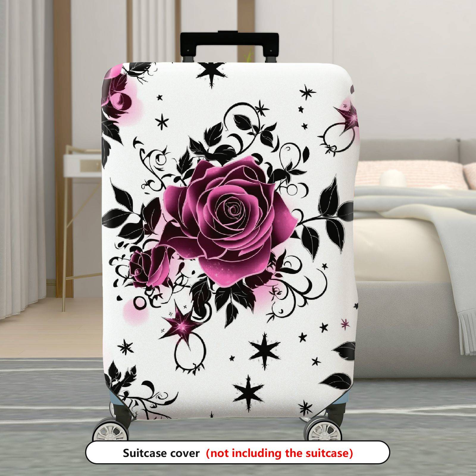 1-Piece Rose Floral Star Pattern Decorative  Suitcase Luggage Cover, Stretch Protective Sleeve