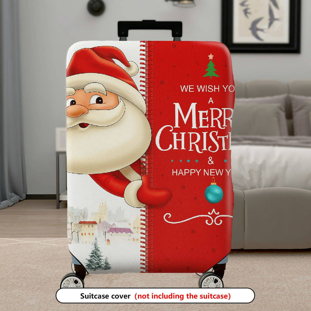 1-Piece Christmas Santa Red Holiday Decorative  Suitcase Luggage Cover, Stretch Protective Sleeve