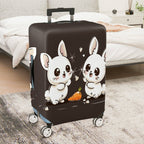 1-Piece Cute  Rabbit Hearts Carrot Dark Brown  Suitcase Luggage Cover, Stretch Protective Sleeve