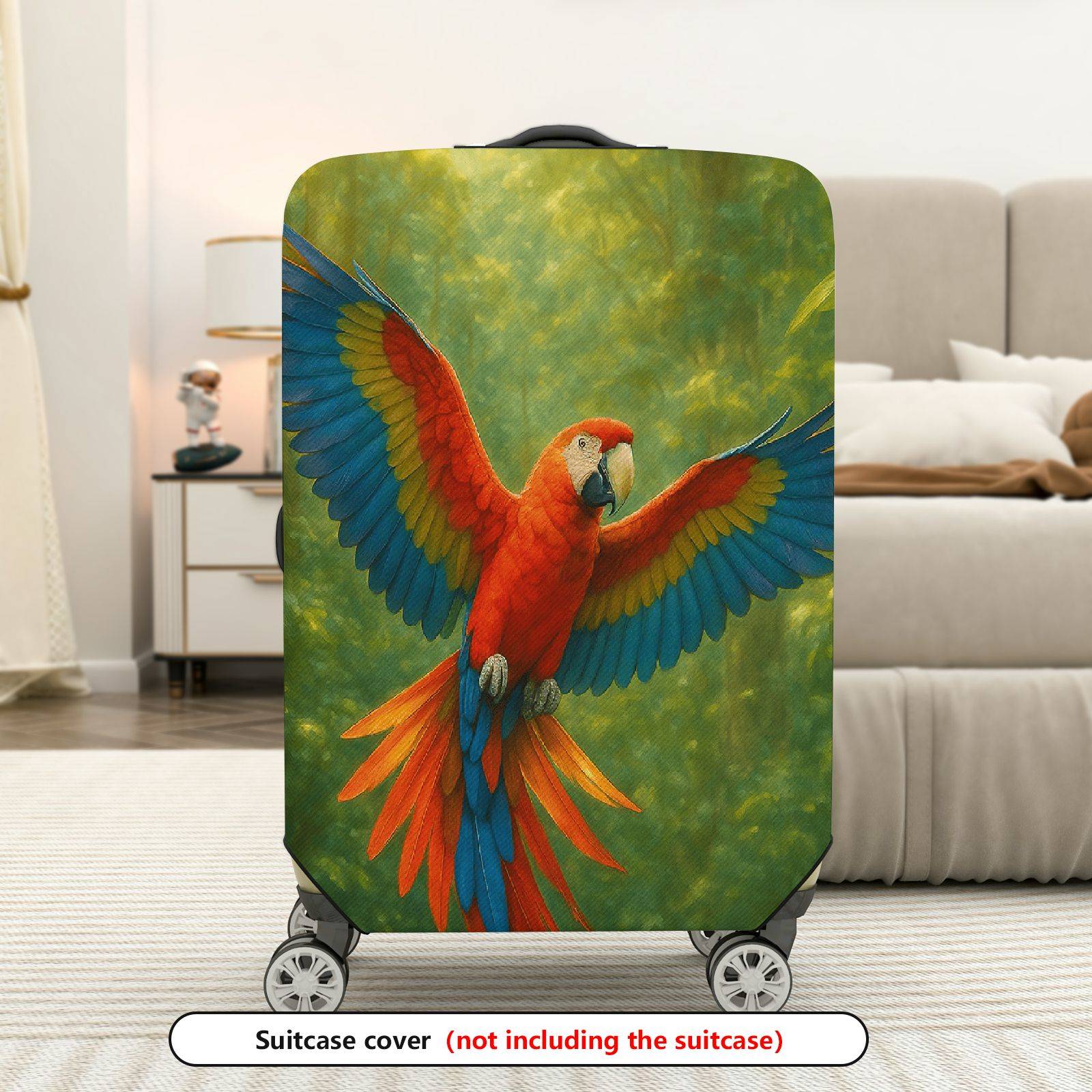 1-Piece Colorful Parrot Jungle Nature Artistic Tropical  Suitcase Luggage Cover, Stretch Protective Sleeve