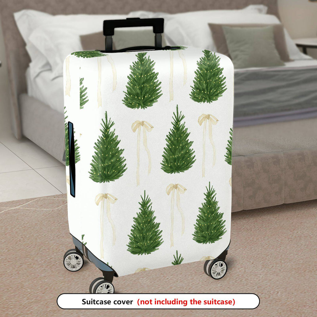 1-Piece Christmas Tree Ribbon Holiday Festive Decorative  Suitcase Luggage Cover, Stretch Protective Sleeve