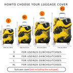 1-Piece Abstract Swirl Yellow Black Marble Art  Suitcase Luggage Cover, Stretch Protective Sleeve