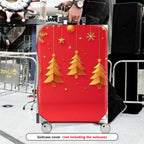 1-Piece Red Gold Christmas Tree Snowflake Ornament Holiday  Suitcase Luggage Cover, Stretch Protective Sleeve