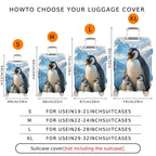 1-Piece Penguin Family Winter Mountain Snow Cute  Suitcase Luggage Cover, Stretch Protective Sleeve