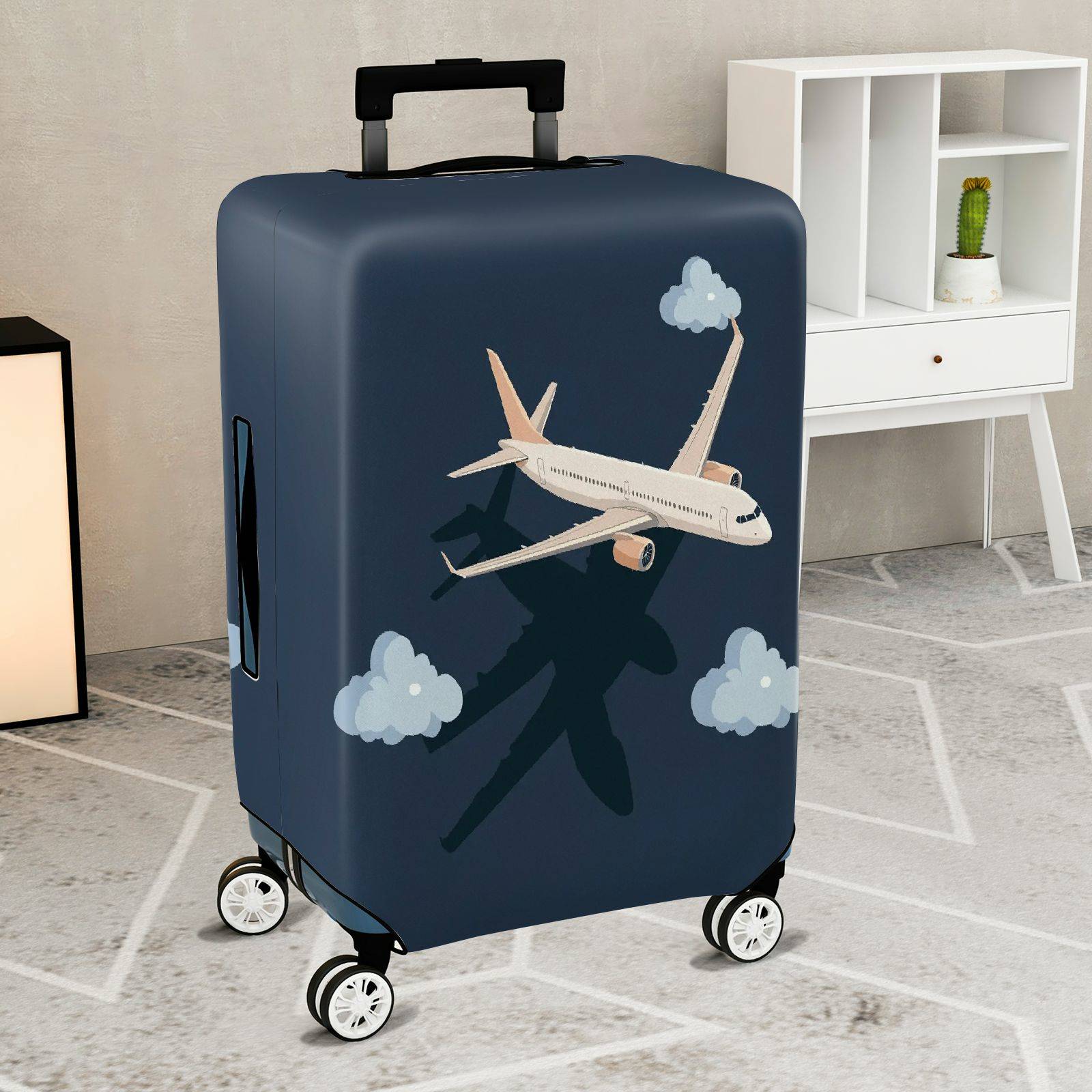 1-Piece Airplane Travel Clouds Sky Blue  Suitcase Luggage Cover, Stretch Protective Sleeve