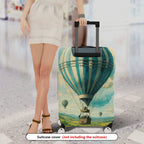 1-Piece Hot Air Balloon Sky Landscape Vintage Art Style  Suitcase Luggage Cover, Stretch Protective Sleeve