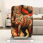1-Piece Artistic Horse Mountain Abstract Red Modern  Suitcase Luggage Cover, Stretch Protective Sleeve