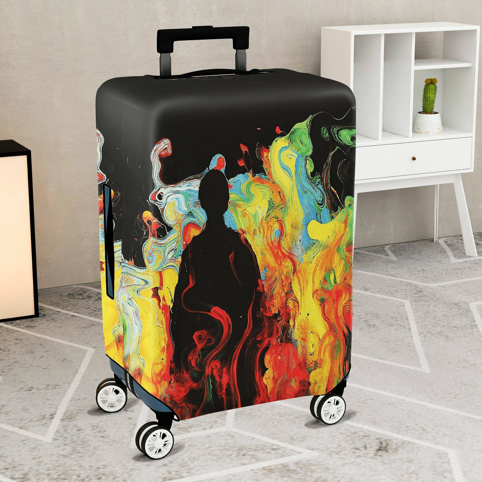 1-Piece Abstract Colorful Artistic Silhouette Creative Vivid  Suitcase Luggage Cover, Stretch Protective Sleeve