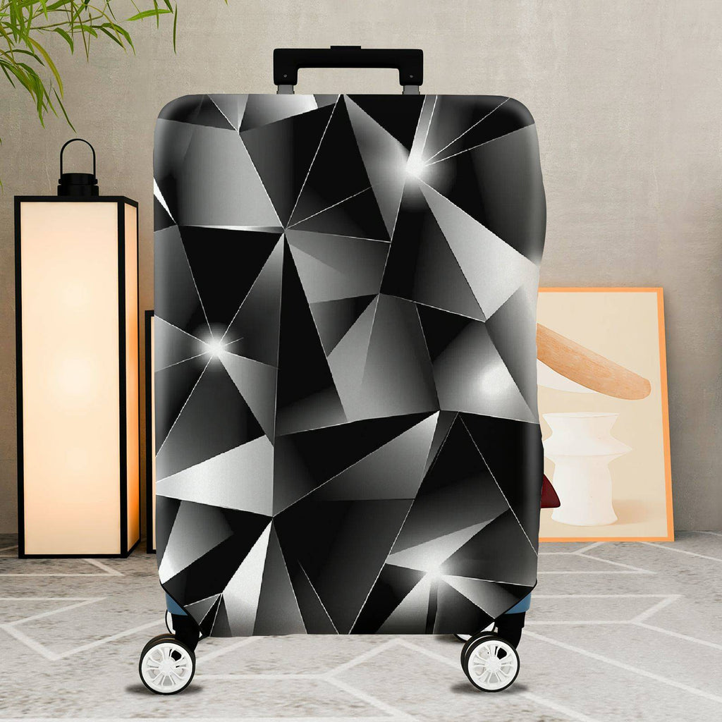 1-Piece Geometric Abstract Black Silver Modern Stylish Elegant  Suitcase Luggage Cover, Stretch Protective Sleeve