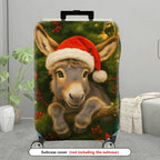 1-Piece Christmas Donkey Santa Ornament Festive Holiday  Suitcase Luggage Cover, Stretch Protective Sleeve