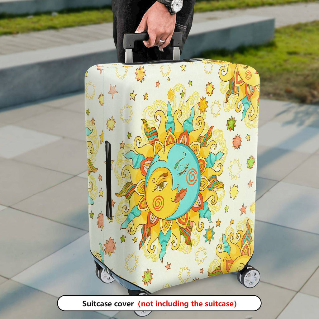 1-Piece Sun Moon Star Astrology Zodiac Abstract Artistic  Suitcase Luggage Cover, Stretch Protective Sleeve