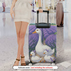 1-Piece Goose Lavender Family Purple Scenic Artistic  Suitcase Luggage Cover, Stretch Protective Sleeve