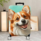 1-Piece Dog Corgi Cute Animal Art Pet  Suitcase Luggage Cover, Stretch Protective Sleeve