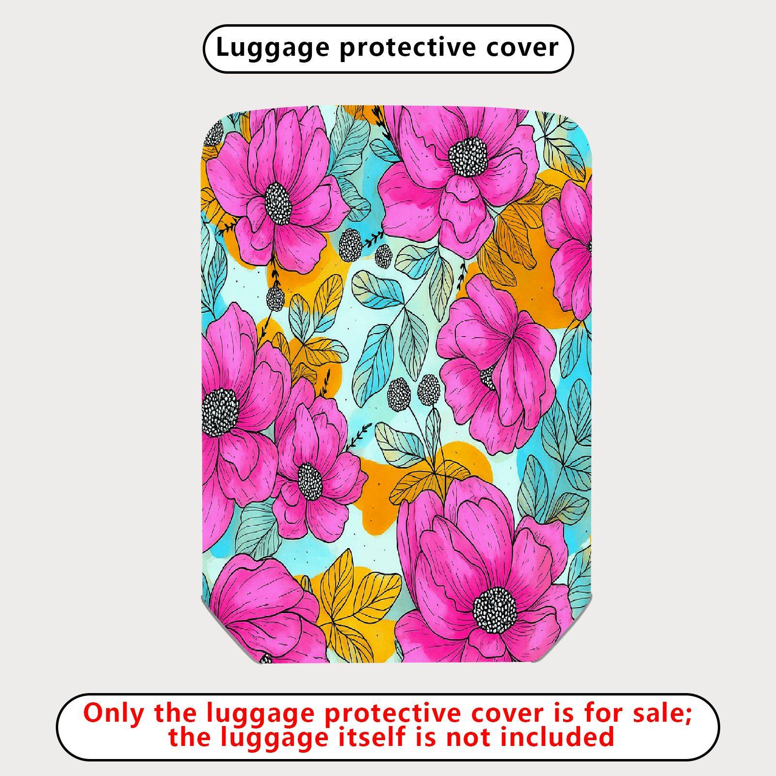 1-Piece Floral Pink Orange Blue Leaf Berry  Suitcase Luggage Cover, Stretch Protective Sleeve