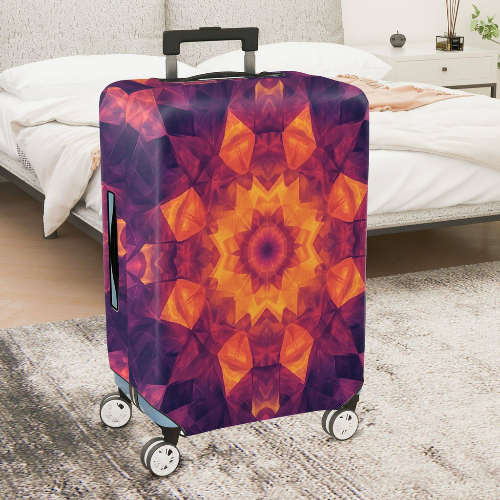 1-Piece Geometric Colorful Kaleidoscope Abstract Vibrant  Suitcase Luggage Cover, Stretch Protective Sleeve