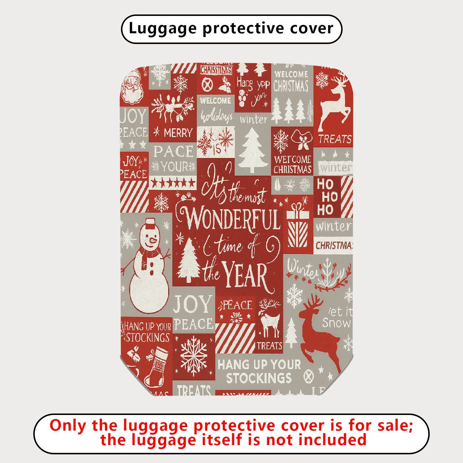 1-Piece Christmas Holiday Winter Snowflake Tree Reindeer  Suitcase Luggage Cover, Stretch Protective Sleeve