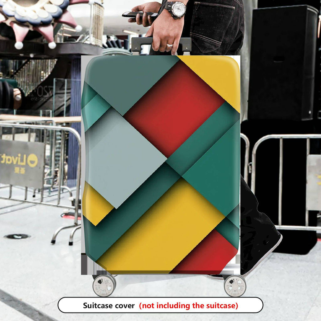 1-Piece Colorful Geometric Abstract Art Modern Unique  Suitcase Luggage Cover, Stretch Protective Sleeve
