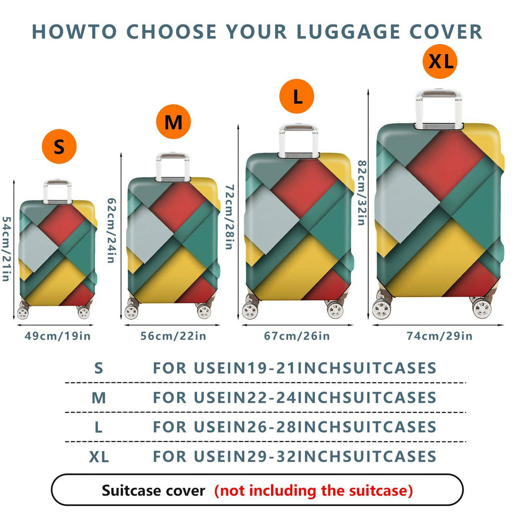 1-Piece Colorful Geometric Abstract Art Modern Unique  Suitcase Luggage Cover, Stretch Protective Sleeve