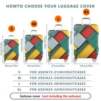 1-Piece Colorful Geometric Abstract Art Modern Unique  Suitcase Luggage Cover, Stretch Protective Sleeve