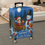 1-Piece Christmas Santa Snowman Gift Lantern Holiday  Suitcase Luggage Cover, Stretch Protective Sleeve