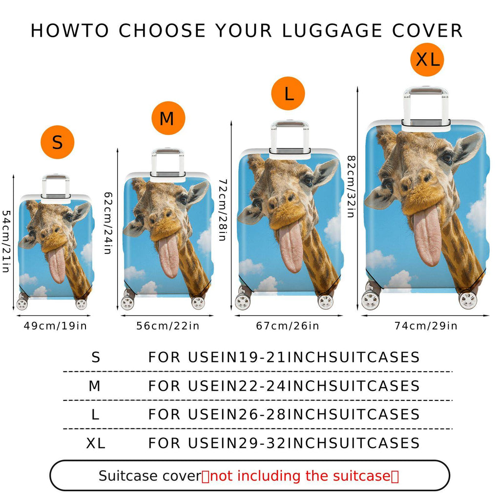 1-Piece Cute Giraffe Funny Animal Nature Blue Sky  Suitcase Luggage Cover, Stretch Protective Sleeve
