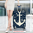 1-Piece Anchor Nautical Rope Sea Sailor Travel  Suitcase Luggage Cover, Stretch Protective Sleeve