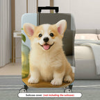 1-Piece Cute Corgi Puppy Dog Animal Happy Pet  Suitcase Luggage Cover, Stretch Protective Sleeve