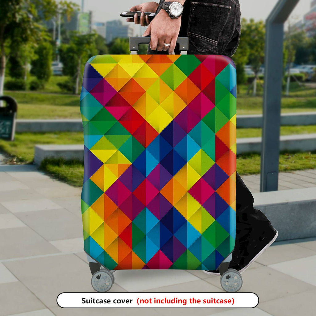 1-Piece Colorful Geometric Diamond Pattern Luggage  Suitcase Luggage Cover, Stretch Protective Sleeve
