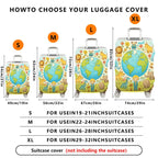 1-Piece Animal World Map Nature Earth  Suitcase Luggage Cover, Stretch Protective Sleeve
