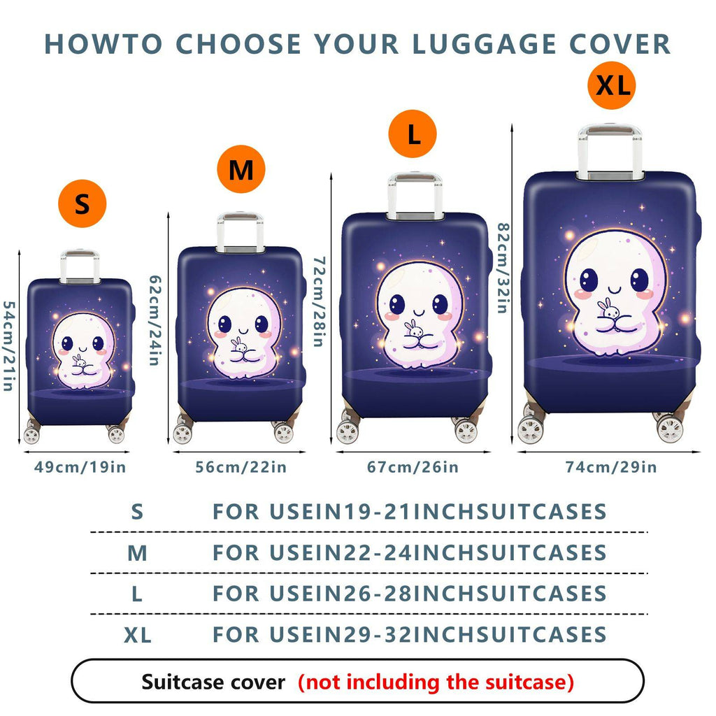 1-Piece Cute Ghost  Purple Starry Night Fantasy  Suitcase Luggage Cover, Stretch Protective Sleeve
