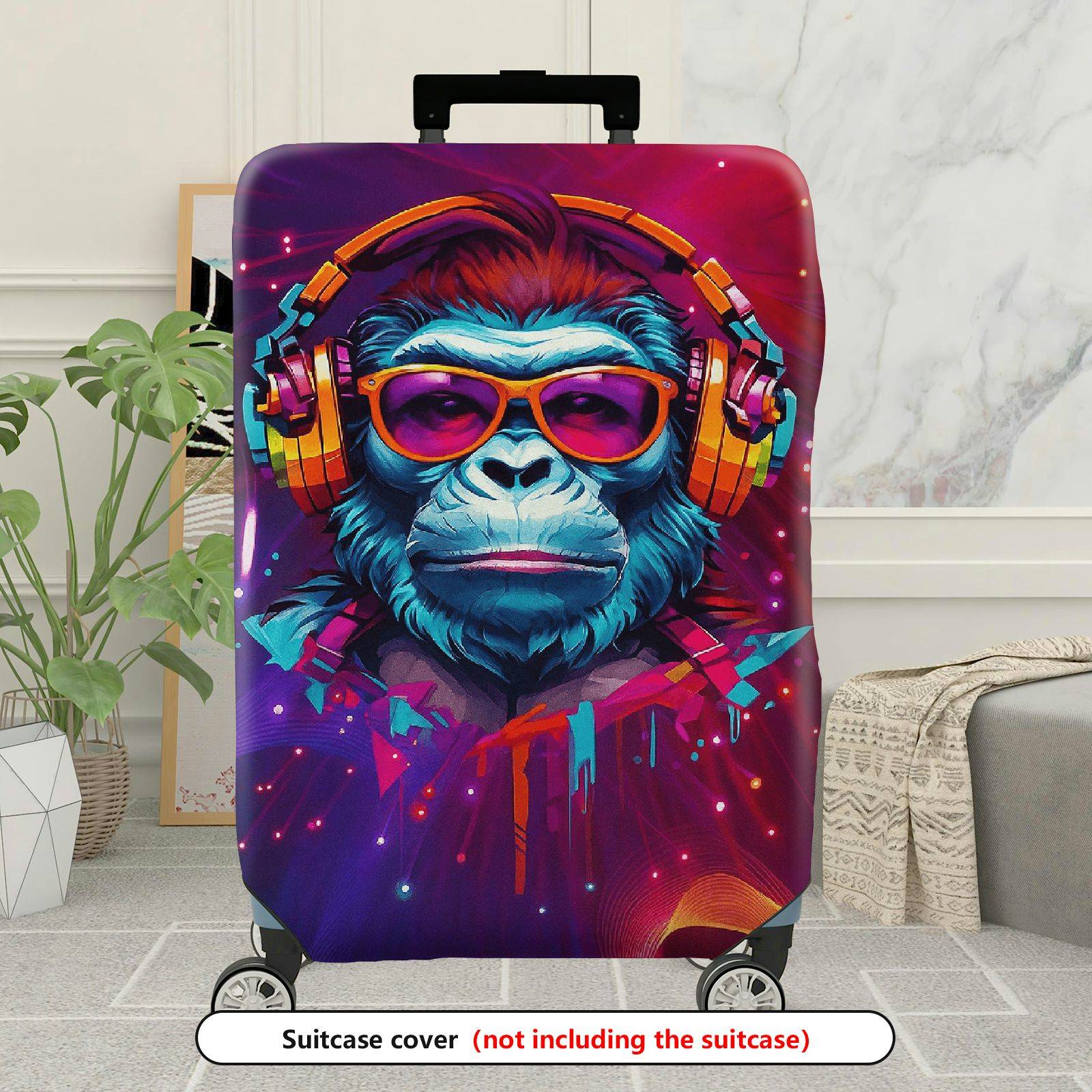 1-Piece Abstract Colorful Headphones  Art Graphic  Suitcase Luggage Cover, Stretch Protective Sleeve