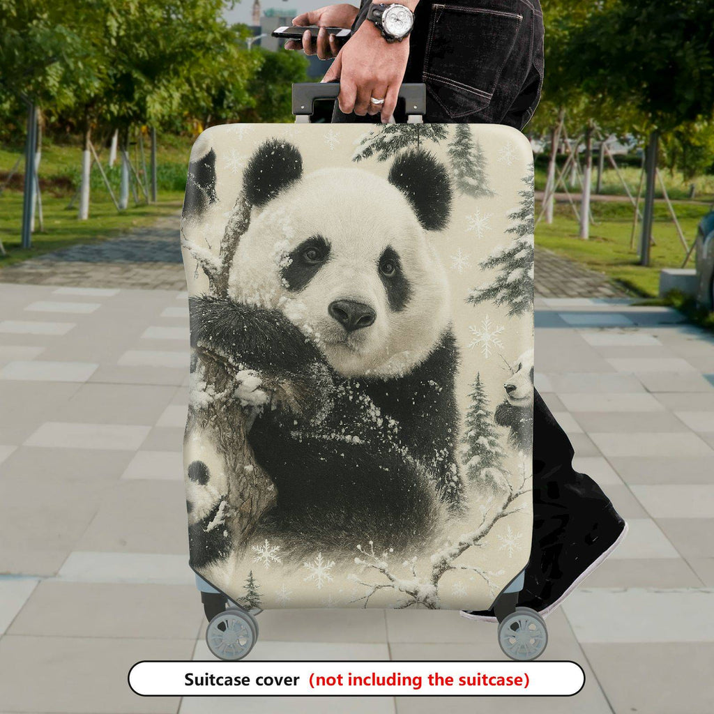 1-Piece Panda Snow Forest Winter Nature Cute Animal  Suitcase Luggage Cover, Stretch Protective Sleeve