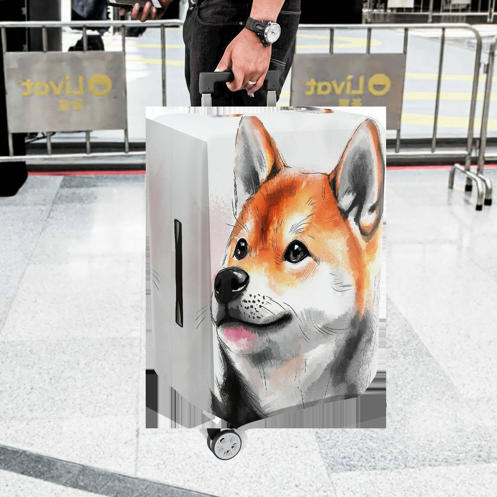 1-Piece Animal Art Abstract Creative Fox  Suitcase Luggage Cover, Stretch Protective Sleeve