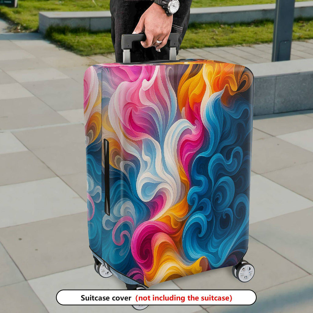 1-Piece Abstract Colorful Swirl Artistic Vibrant Dynamic  Suitcase Luggage Cover, Stretch Protective Sleeve
