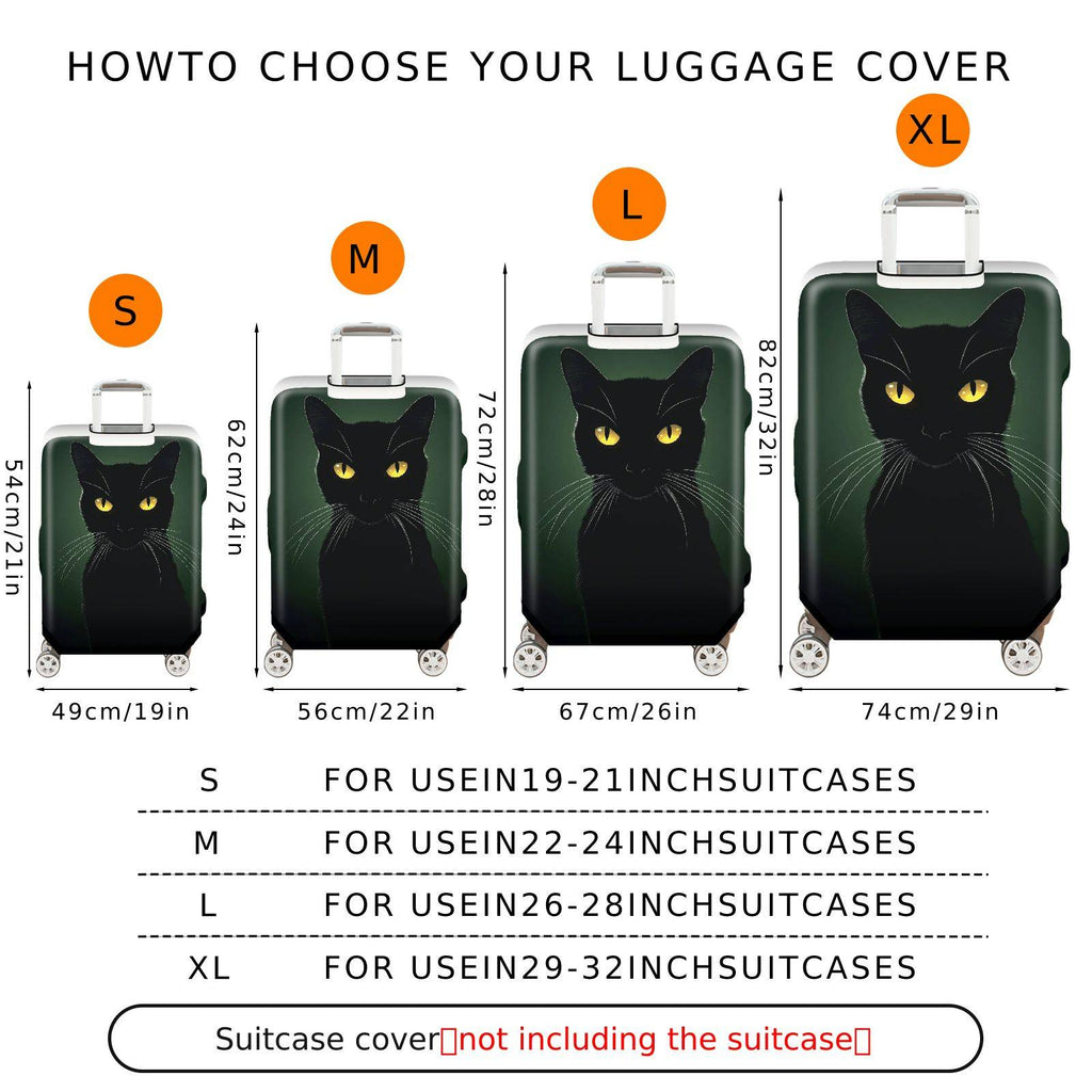 1-Piece Black Cat Pattern Mysterious Minimalist Artistic Luggage  Suitcase Luggage Cover, Stretch Protective Sleeve