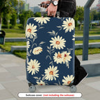 1-Piece Floral Daisy Pattern Blue Luggage  Suitcase Luggage Cover, Stretch Protective Sleeve
