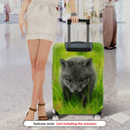 1-Piece Cute Adorable Green Grass Fox Animal Nature  Suitcase Luggage Cover, Stretch Protective Sleeve