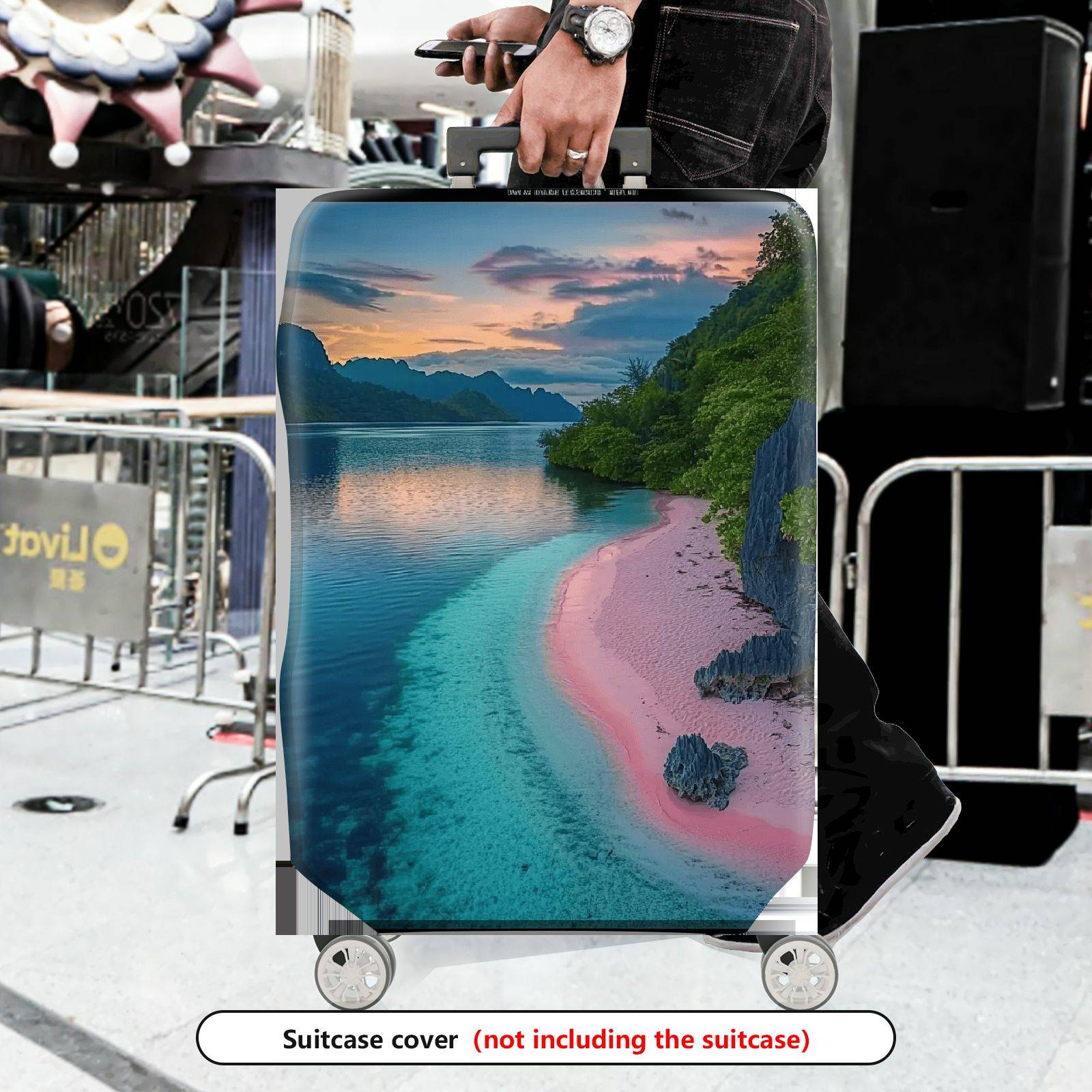 1-Piece Sunset Beach Ocean Nature Landscape Scenic  Suitcase Luggage Cover, Stretch Protective Sleeve