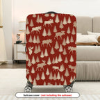 1-Piece Red Elk Christmas Holiday Forest Wildlife Vintage  Suitcase Luggage Cover, Stretch Protective Sleeve