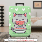 1-Piece Cute Cat Watermelon Heart Green Fun  Suitcase Luggage Cover, Stretch Protective Sleeve