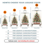 1-Piece Christmas Tree Holiday Festive Cheerful Merry  Suitcase Luggage Cover, Stretch Protective Sleeve