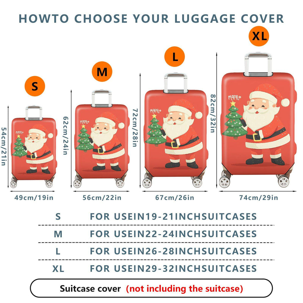 1-Piece Santa Claus Christmas Tree Red Holiday Festive  Suitcase Luggage Cover, Stretch Protective Sleeve