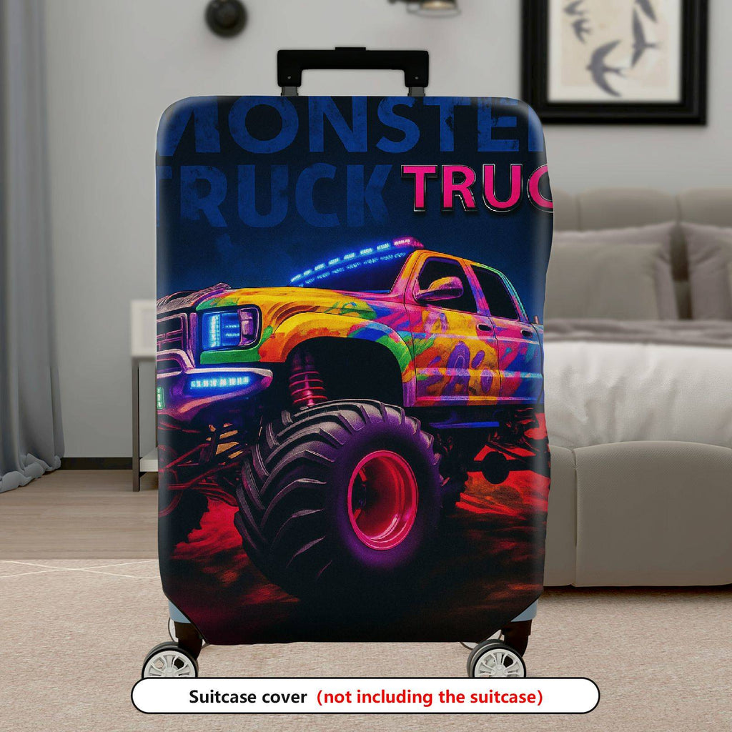 1-Piece Truck Colorful Night Glow Artistic Graphic  Suitcase Luggage Cover, Stretch Protective Sleeve